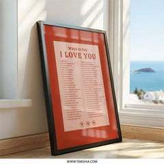 I Love You Wall Art, Romantic Wall Decor, Anniversary Gift, Valentine's Day Present, Ways to Say I Love You, Love Quotes, Home Decor - Tawshia