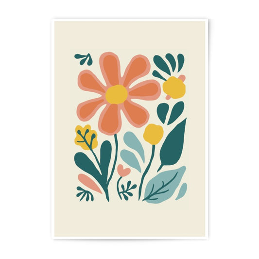Retro Floral Photographic Print, Groovy Flower Art, 70s Inspired Decor, Botanical Wall Art, Colorful Flower Illustration, Home Decor - Tawshia