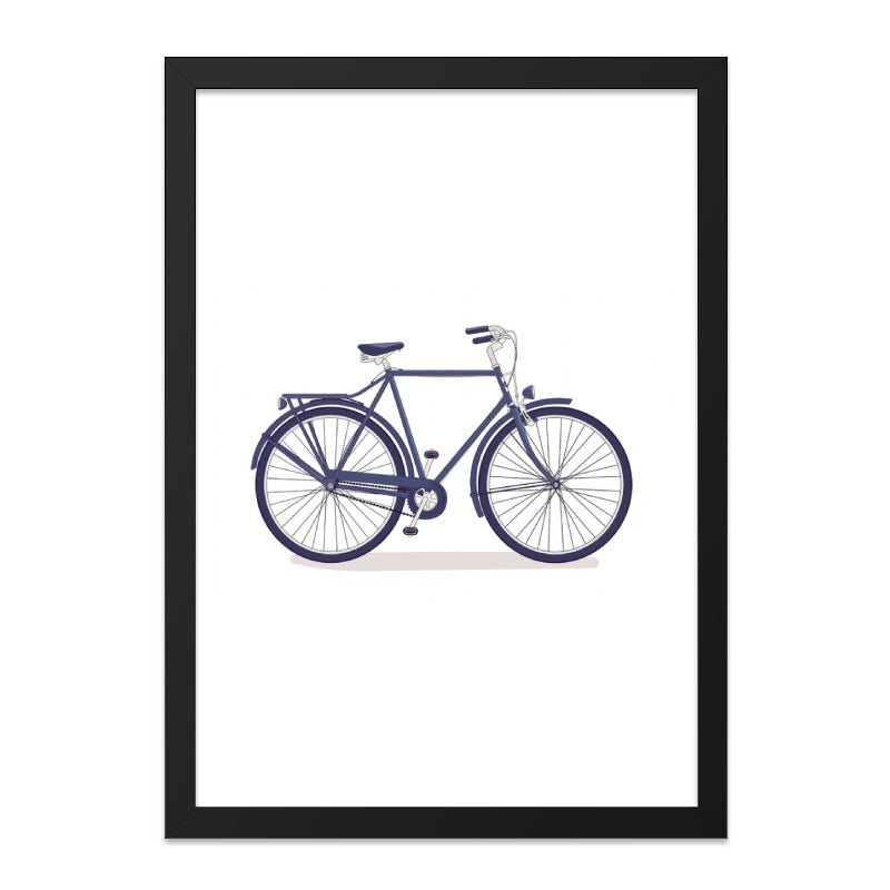 Blue Bicycle Wall Art, Minimalist Bike Print, Cycling Art Decor, Transportation Artwork, Urban Style Home Decor - Tawshia