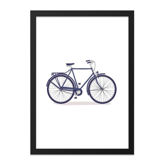 Blue Bicycle Wall Art, Minimalist Bike Print, Cycling Art Decor, Transportation Artwork, Urban Style Home Decor - Tawshia