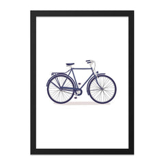Blue Bicycle Wall Art, Minimalist Bike Print, Cycling Art Decor, Transportation Artwork, Urban Style Home Decor - Tawshia