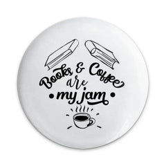 Books and Coffee Pinback Button, Funny Pin, Coffee Lover Gift, Book Lover Gift, Bookworm, Reader Accessory, I love reading, Cute Buttons - Tawshia