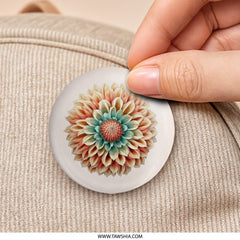 Dahlia Flower Pinback Button, Floral Button, Colorful Button, Unique Pin Badge, Artistic Button, Botanical Design Button, Nature Lover Gift - Tawshia