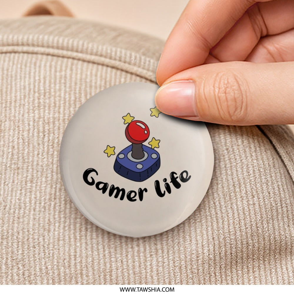 Gamer Life Pinback Button, Retro Joystick Button, Gaming Badge, Gamer Gift, Video Game Button, Retro Gaming Pin, Gift for Gamers - Tawshia