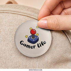 Gamer Life Pinback Button, Retro Joystick Button, Gaming Badge, Gamer Gift, Video Game Button, Retro Gaming Pin, Gift for Gamers - Tawshia