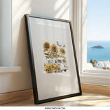 Sunflower Camper Wall Art, Bohemian Home Decor, Butterflies and Van, Floral Print, Nature Artwork, Summer Vibes, Wall Decor, Gift Idea - Tawshia