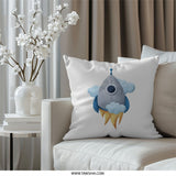 Rocket Ship Pillow, Outer Space Decor, Kids Room Pillow, Nursery Pillow, Space Adventure, Childrens Pillow, Fun Decorative Pillow - Tawshia