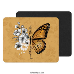 Monarch Butterfly Mouse Pad, Floral Decor, Inspirational Quote, Desk Accessories, Office Decor, Aesthetic Mousepad - Tawshia