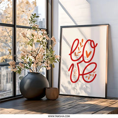 Love You Wall Art, Valentine's Day Decor, Romantic Art Print, Script Wall Decor, Minimalist Art, Modern Home Decor, Love Artwork - Tawshia