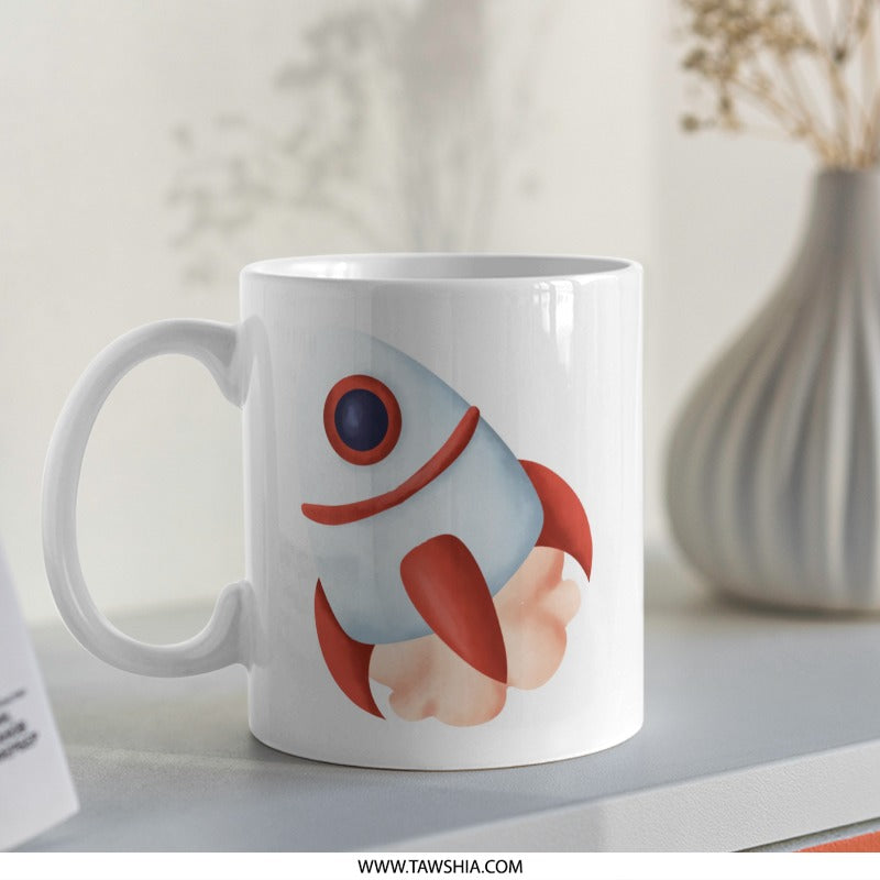 Rocket Ship Mug, Outer Space Mug, Space Travel Mug, Astronaut Mug, Kids Mug, Gift for Space Lover, Coffee Mug, Tea Mug, Ceramic Mug - Tawshia