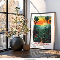 Papua New Guinea Wall Art, Rainforest Landscape Print, Tropical Sunset Poster, Jungle Home Decor, Exotic Travel Art, Adventure Inspiration - Tawshia