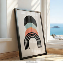 Abstract Wall Art, Geometric Print, Modern Art Poster, Minimalist Decor, Circle and Rainbow Artwork, Contemporary Home Decor - Tawshia