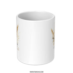 Floral Mug, Boho Mug, White Roses Mug, Wheat Grass Mug, Aesthetic Mug, Coffee Mug, Tea Mug, Gift Mug - Tawshia