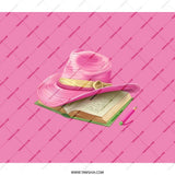 Pink Hat on Book Backpack, Fashionable Backpack, Stylish Daypack, Elegant Hat, Book Lover Gift, Statement Piece, Backpack for Her - Tawshia