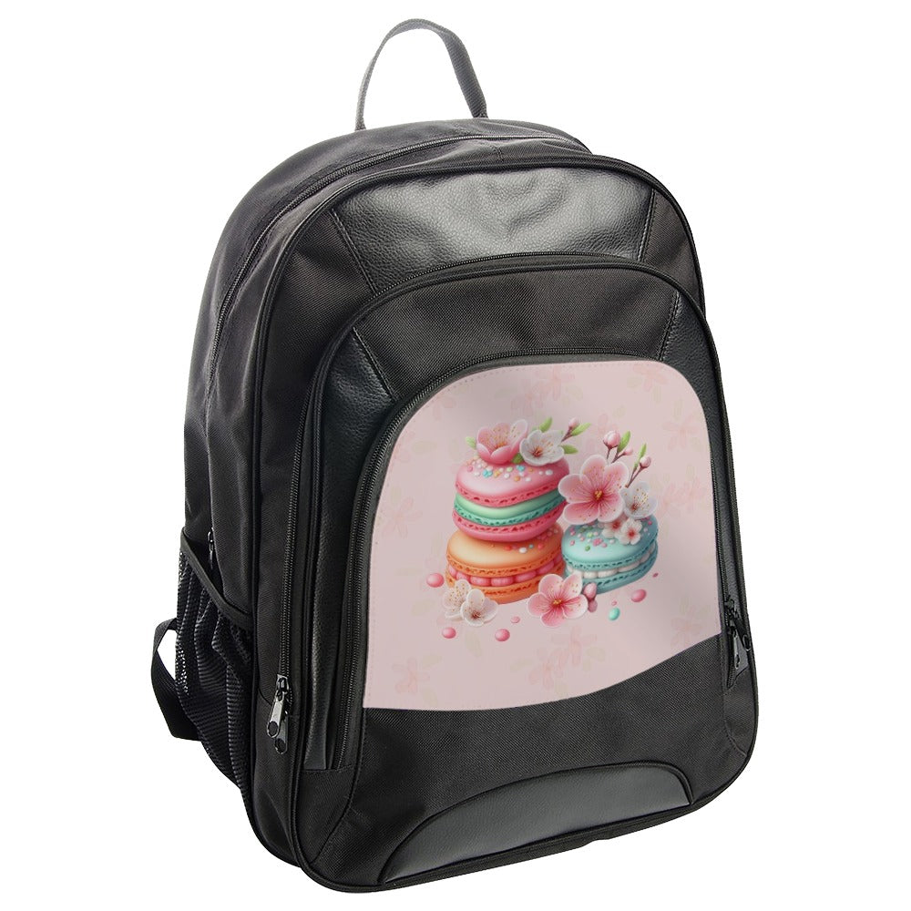 Macaron BackPack, Sakura Flower School Bag, Cute Foodie Travel Bag, Dessert Lover Gift, Stylish Backpack for Girls, Pastel Aesthetic - Tawshia