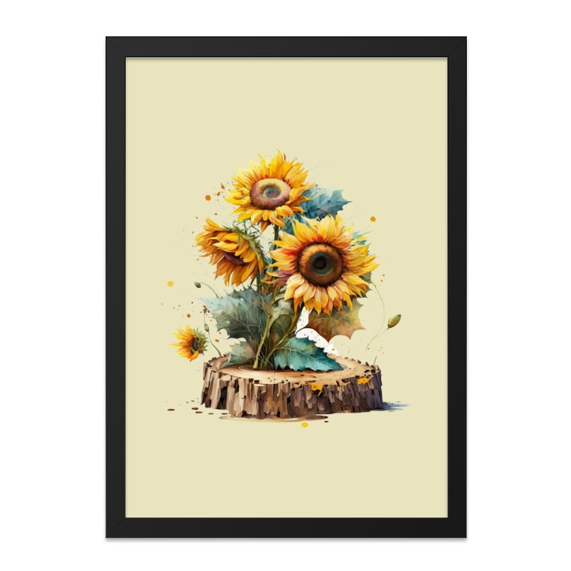Sunflower Framed Wall Art, Floral Art Print, Botanical Art, Nature Artwork, Living Room Decor, Flower Still Life Painting, Gift Idea - Tawshia