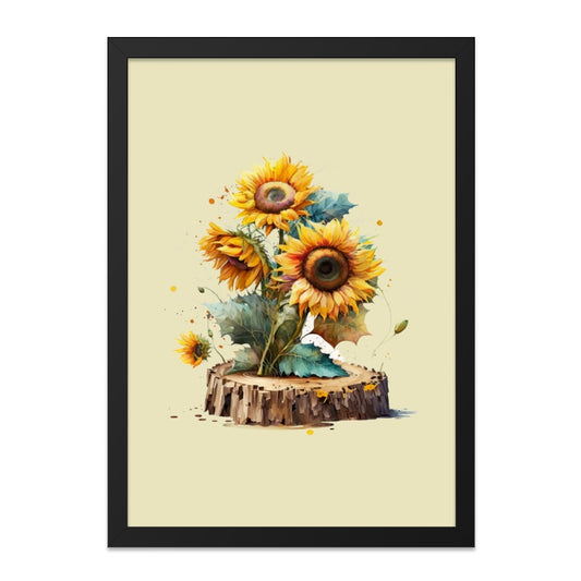 Sunflower Framed Wall Art, Floral Art Print, Botanical Art, Nature Artwork, Living Room Decor, Flower Still Life Painting, Gift Idea - Tawshia