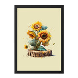 Sunflower Framed Wall Art, Floral Art Print, Botanical Art, Nature Artwork, Living Room Decor, Flower Still Life Painting, Gift Idea - Tawshia