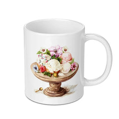 Ice Cream Floral Mug, Dessert Lover Gift, Sweet Treats Coffee Mug, Whimsical Kitchen Decor, Foodie Mug, Birthday Present, Hot Cocoa Cup - Tawshia