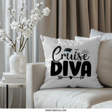 Cruise Diva Pillow, Vacation Decor, Cruise Lover Gift, Nautical Pillow, Cruise Ship Pillow, Boat Trip Pillow, Beach House Decor - Tawshia