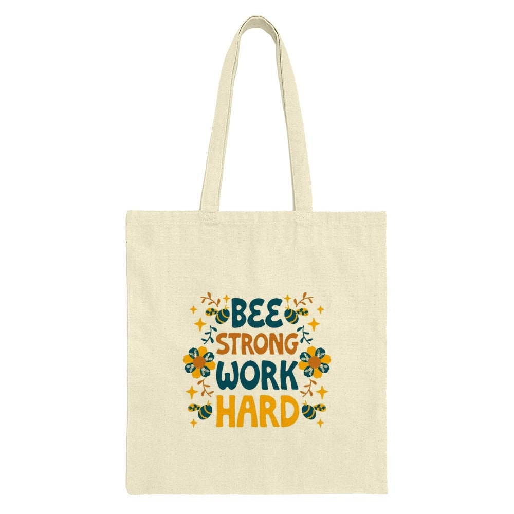 Bee Strong Work Hard Tote Bag, Motivational Quote Bag, Nature Lover Gift, Bee Lover Tote, Inspirational Tote, Everyday Bag, Book Bag - Tawshia