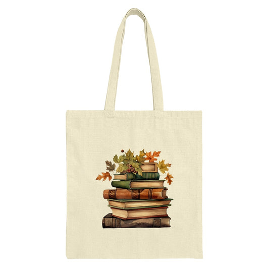 Fall Books Tote Bag, Autumn Leaves, Reading Lover Gift, Bookworm Bag, Library Tote, Cute Bookish Tote, Aesthetic Reader Bag, Teacher Gift - Tawshia