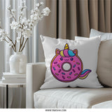 Donut Unicorn Pillow, Cute Animal Pillow, Foodie Home Decor, Fun Kids Room Pillow, Unique Design Pillow, Comfortable Pillow Decor - Tawshia
