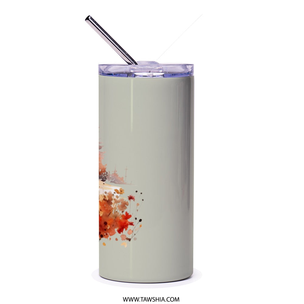Watercolor Cabin Tumbler, Autumn Landscape, Rustic Chic Drinkware, Nature Lover Gift, Cozy Fall Vibes, Cute Travel Mug, Hot Cold Drinks - Tawshia