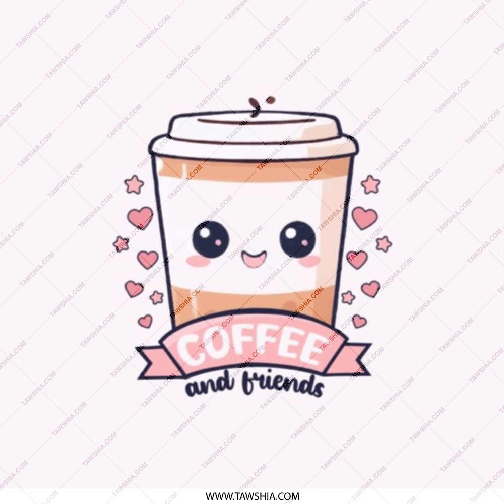 Coffee and Friends Pocket Mirror, Cute Kawaii Coffee Cup Compact Mirror, Gift for Coffee Lover, On The Go Makeup Mirror - Tawshia