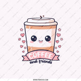 Coffee and Friends Pocket Mirror, Cute Kawaii Coffee Cup Compact Mirror, Gift for Coffee Lover, On The Go Makeup Mirror - Tawshia