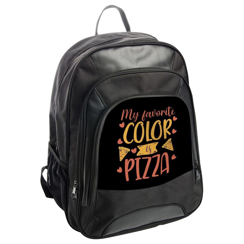 My Favorite Color Is Pizza Backpack, Novelty Food Lover Gift, Funny Pizza Quote Backpack, Pizza Themed Accessory, Pizza Obsessed BackPack - Tawshia