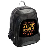 My Favorite Color Is Pizza Backpack, Novelty Food Lover Gift, Funny Pizza Quote Backpack, Pizza Themed Accessory, Pizza Obsessed BackPack - Tawshia
