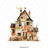 Quilted House Tote Bag, Whimsical Cottage Design, Unique Art Tote, Cute Home Illustration, Everyday Bag, Gift Idea, Artsy Bag - Tawshia
