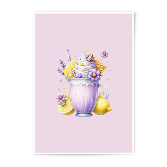 Lavender Lemonade Photographic Prints, Whimsical Drink Art, Kitchen Decor, Unique Wall Art, Colorful Food Print, Home Decor, Floral Print - Tawshia