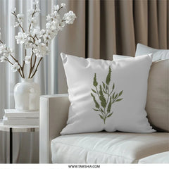 Green Seed Pods Pillow, Floral Botanical Pillow, Nature Inspired Throw Pillow, Decorative Home Decor Pillow, Unique Floral Pillow - Tawshia