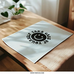 Take Care Of Yourself Photographic Prints, Inspirational Wall Art, Smiley Face Decor, Home Decor, Positivity Print, Mental Health Print - Tawshia