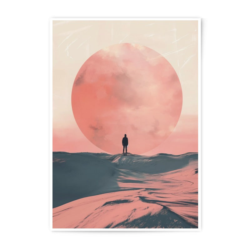 Surreal Photographic Print, Man Under Giant Sun, Dreamscape Wall Art, Atmospheric Landscape, Abstract Photo Print, Home Decor - Tawshia