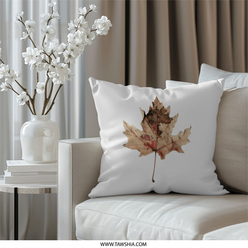 Autumn Maple Leaf Pillow, Fall Decor Cushion, Botanical Pillow, Nature Inspired Home Decor, Elegant Throw Pillow, Seasonal Accent Pillow - Tawshia