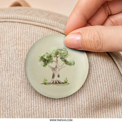 Watercolor Tree Pinback Button, Green Leaves, Nature Lover Gift, Unique Design, Forest, Handmade Button, Accessory, Gift Idea - Tawshia