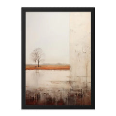Minimalist Landscape Wall Art, Abstract Tree Painting Print, Modern Reflection Art, Neutral Tone Home Decor, Serene Scenery Wall Decor - Tawshia