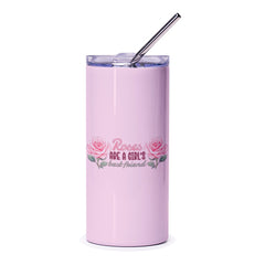 Roses Are A Girl's Best Friend Tumbler, Floral Tumbler, Pink Roses Tumbler, Rose Lover Gift, Gift for Her, Quote Tumbler, Cute Tumbler - Tawshia