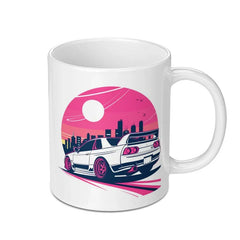 Skyline R33 Mug, JDM Mug, Car Enthusiast Mug, Japanese Car Mug, Vaporwave Mug, Cityscape Mug, Racing Mug - Tawshia