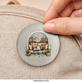 Book Nook Pinback Button, Reading Corner, Cozy Home Decor, Autumn Leaves, Book Lover Gift, Literary Accessories, Bookcase Button - Tawshia