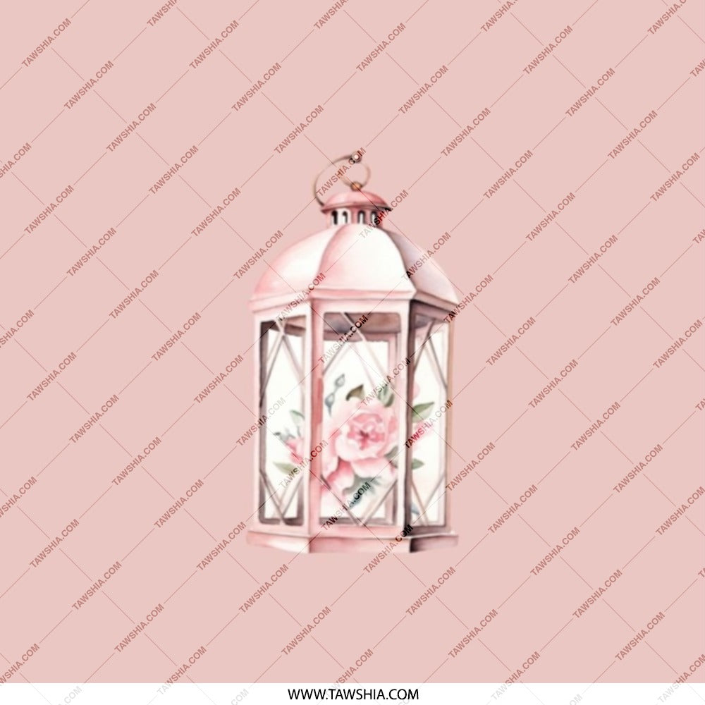 Floral Lantern Pocket Mirror, Pink Lantern Compact Mirror, Flower Design Mirror, Elegant Pocket Mirror, Gift for Her, Purse Mirror - Tawshia