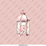Floral Lantern Pocket Mirror, Pink Lantern Compact Mirror, Flower Design Mirror, Elegant Pocket Mirror, Gift for Her, Purse Mirror - Tawshia