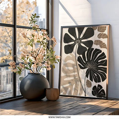 Tropical Leaves Wall Art, Modern Botanical Print, Abstract Foliage Decor, Monstera Leaf Artwork, Nature Inspired Home Decor - Tawshia