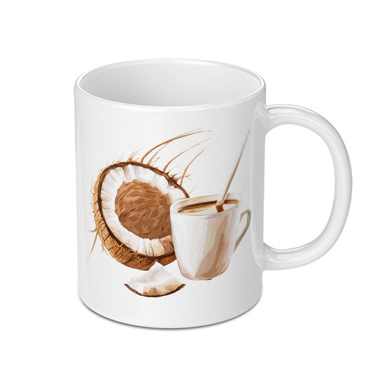 Coconut Coffee Mug, Tropical Drink Mug, Coffee Lover Gift, Unique Beverage Cup, Customizable Drinkware, Home Decor Mug, Kitchen Accessories - Tawshia
