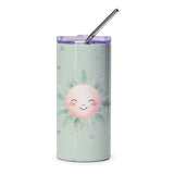 Smiling Sun Tumbler, Cute Sun Design Tumbler, Happy Face Tumbler, Pastel Green Tumbler, Kawaii Sun Tumbler, Gift Ideas - Tawshia
