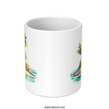Tropical Island Mug, Beach Getaway Coffee Mug, Palm Tree Ocean Scene, Vacation Vibes, Summer Holiday Gift, Gift for Her, Gift for Him - Tawshia