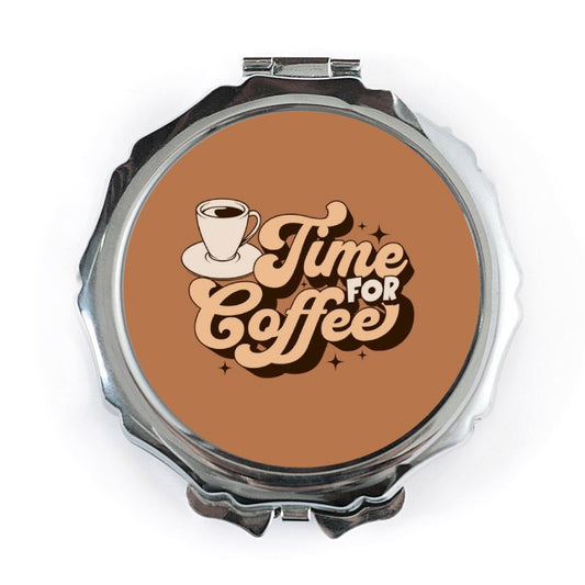 Time for Coffee Pocket Mirror, Retro Coffee Lover Gift, Cute Pocket Mirror for Her, Travel Mirror, Pocket Makeup Mirror, Trendy Mirror - Tawshia
